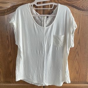 The Limited Ivory Tee with Lace Back Sz XL